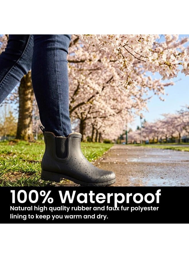 Chooka Women's Waterproof Wellies Plush Chelsea Bootie, Delridge Black, 40 EU - Image 4