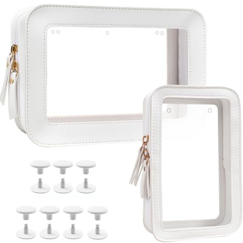 LETGO Clear Insert Bag for Bogg Bag Accessories - 2 Packs Leather Zipper Insert Pouch for Bogg Tote Travel Makeup Clean Toiletry Handbag Organizer Cosmetic Divider Storage Inner Pouch (Beige) - Image 1