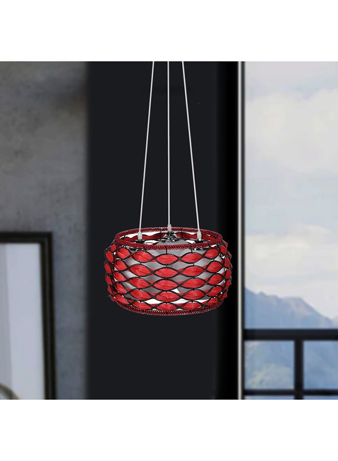 El Rawda Lighting Hirsha Leather Ceiling Lamp - 3 Lights | modern decorative LED E27 pendant light ceiling lamp hanging | suitable for any room | Color: Red | Size: 70x38 cm