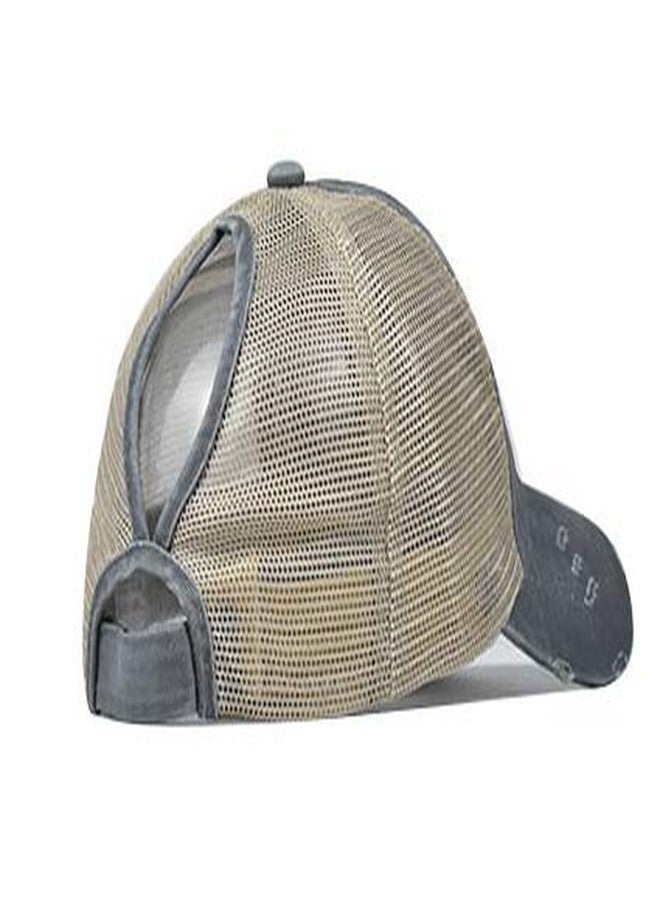 إيوهاك قبعات بيسبول نسائية من إيوهاك بتصميم ذيل حصان ممزق (رمادي) - Image 4