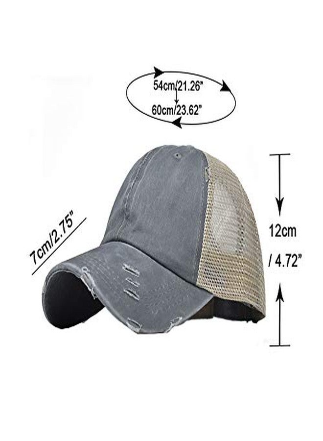 إيوهاك قبعات بيسبول نسائية من إيوهاك بتصميم ذيل حصان ممزق (رمادي) - Image 5