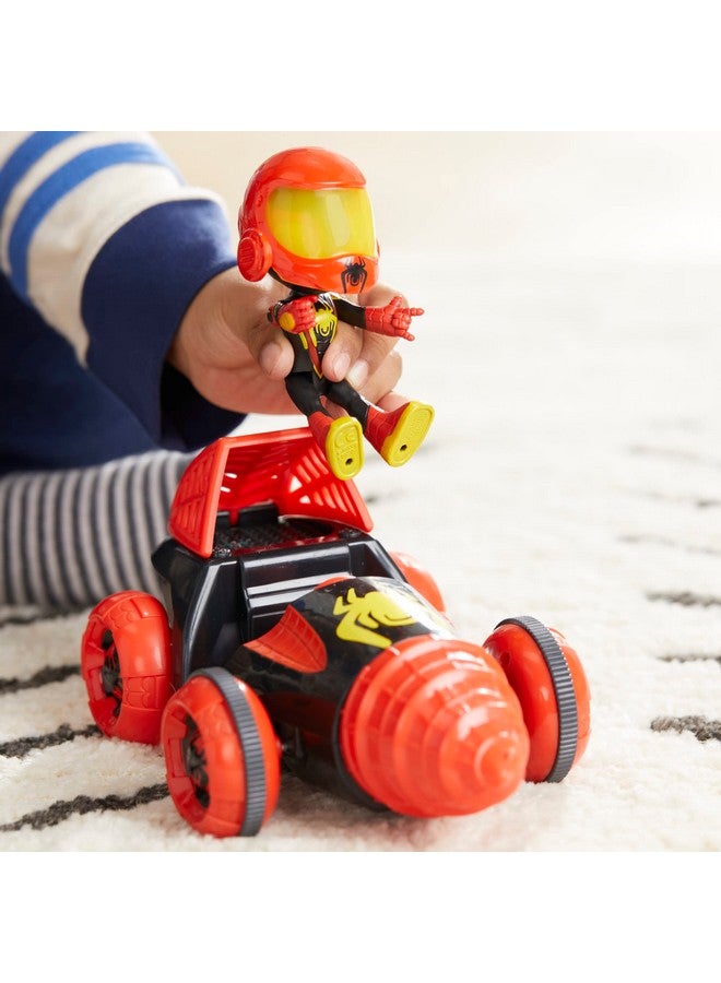 SPIDEY AND HIS AMAZING FRIENDS مارفل سبايدي وأصدقائه المذهلين - مايلز مع دوّار الحفر، مجموعة سيارات للعب مع مركبة، شخصية عمل بمقياس 4 إنش وملحقات، سيارات ألعاب للأطفال من 3 سنوات وما فوق - Image 4