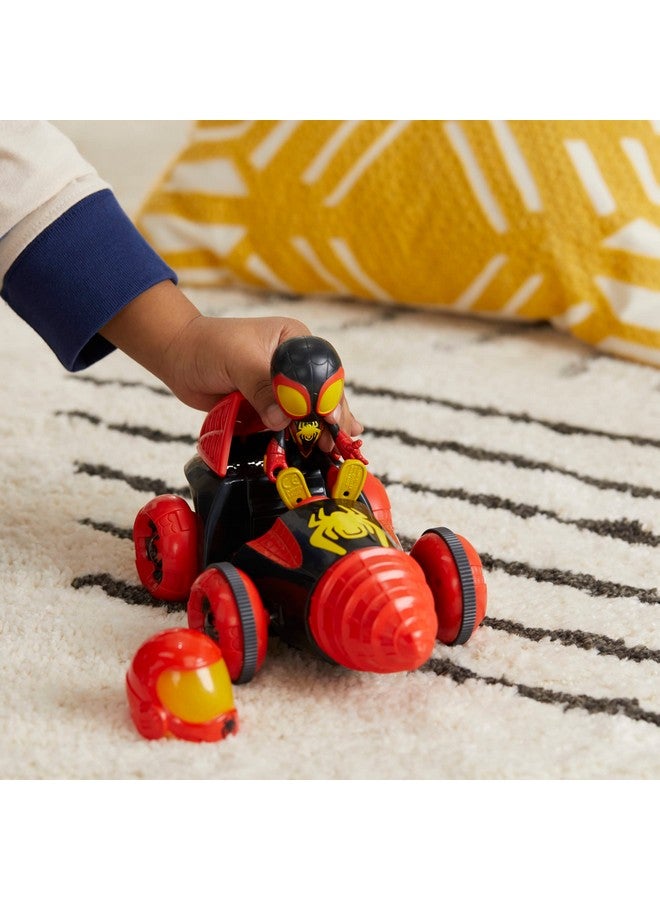 SPIDEY AND HIS AMAZING FRIENDS مارفل سبايدي وأصدقائه المذهلين - مايلز مع دوّار الحفر، مجموعة سيارات للعب مع مركبة، شخصية عمل بمقياس 4 إنش وملحقات، سيارات ألعاب للأطفال من 3 سنوات وما فوق - Image 5