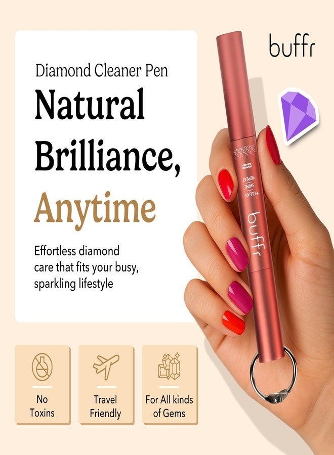 BUFFR Natural Diamond Cleaner Pen Keychain - Non-Toxic, Portable Jewelry Cleaner for Silver, Gold & Fine Jewelry - Gentle, Easy Shine for Women On-the-Go - Image 4
