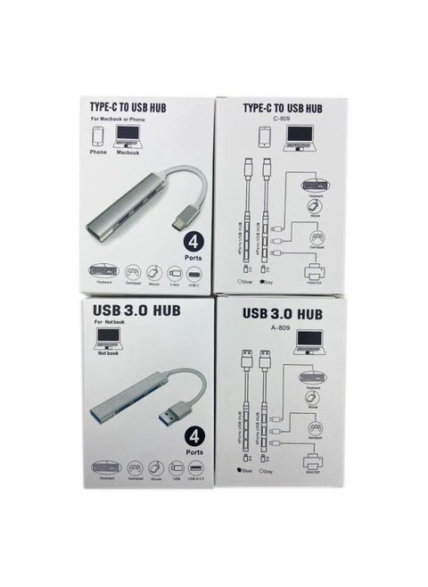 Usbhub3.0 Docking Station Usb Splitter Typec Interface Four-in-one Hub One-to-four Docking Station-Number Of Interfaces:Usb-a Silver Box