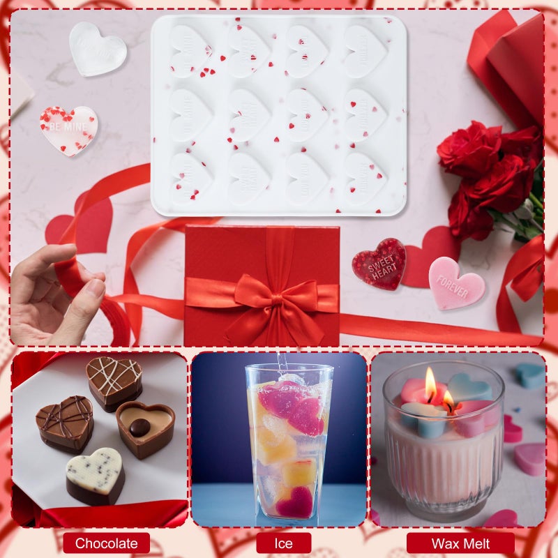 LOYIM 3 Sets 12 Holes Silicone Heart Shaped Cake Mold, Valentine Heart Shaped Silicone Muffin Pan for Valentine's Day Baking Muffins, Cupcakes, Tartlets, Egg Bites, Chocolate Muffin, Soaps - Image 3