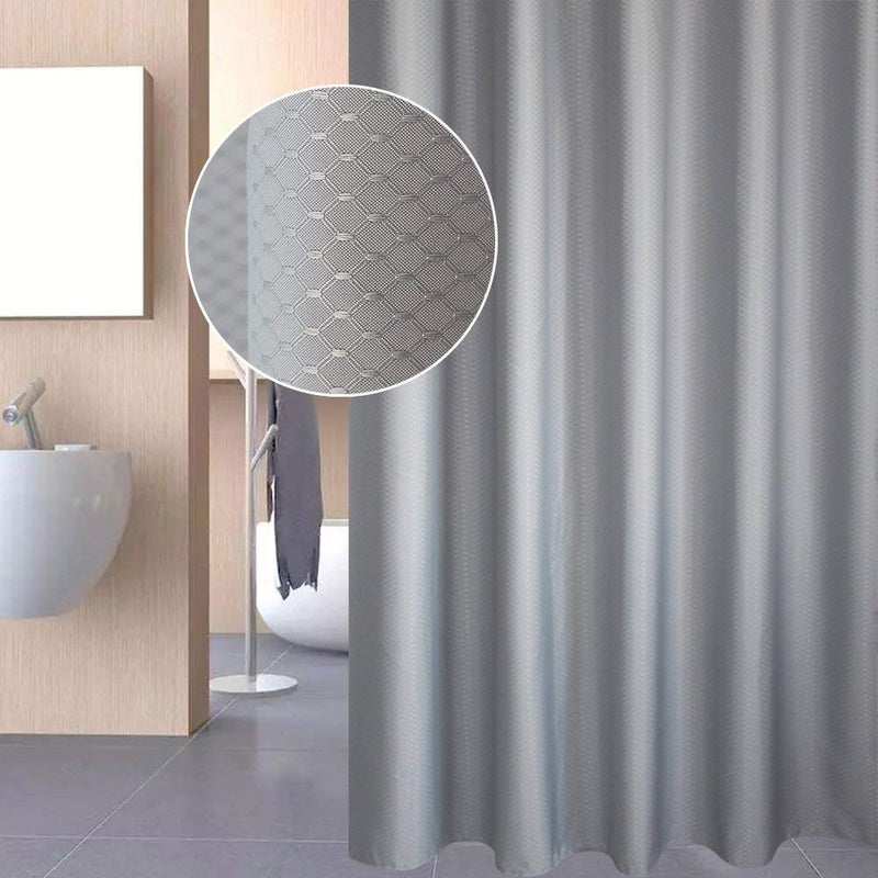 Extra Wide Shower Curtain 108 x 72 Solid Gray Waffle Weave Fabric Shower Curtain for Bathroom Heavyweight WaterRepellent 108inch Wide by 72inch Long