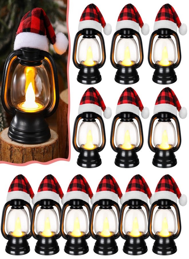 Arrowbash مجموعة من 12 قبعة صغيرة لعيد الميلاد من آروباش، فوانيس على شكل كرات شعر، زينة معلقة للطاولات، ديكور للحفلات (نمط كلاسيكي) - Image 1