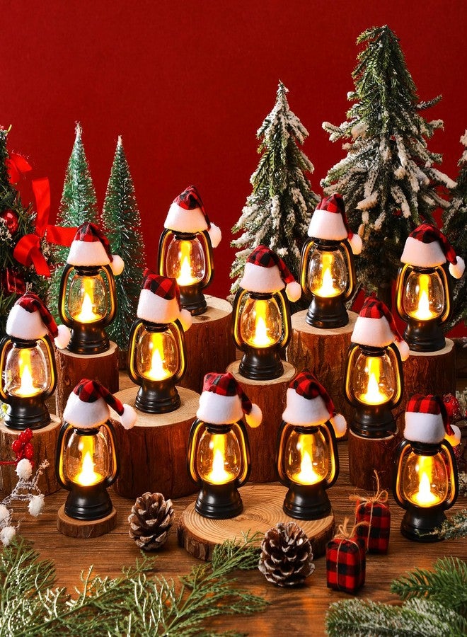 Arrowbash مجموعة من 12 قبعة صغيرة لعيد الميلاد من آروباش، فوانيس على شكل كرات شعر، زينة معلقة للطاولات، ديكور للحفلات (نمط كلاسيكي) - Image 2