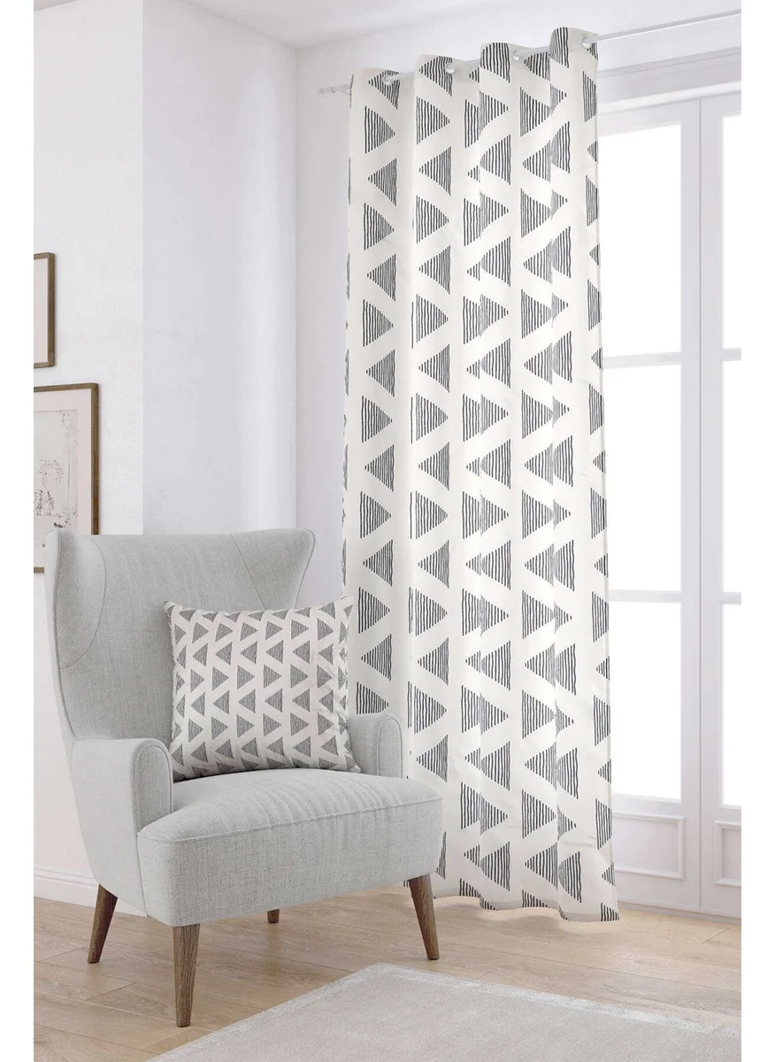 Cango Home Cream Black Bohemian Scandinavian Geometric Digital Printed Curtain CGH1225-PR