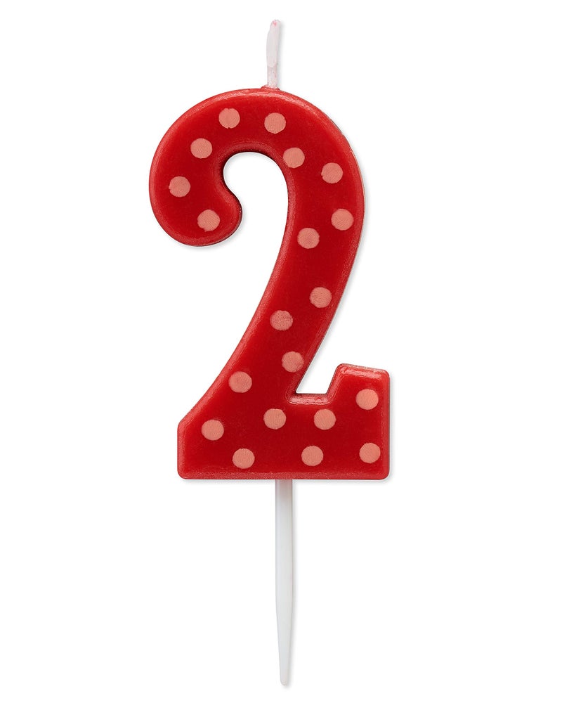 Papyrus Number 2 Birthday Candle Red Polka Dots 1Count