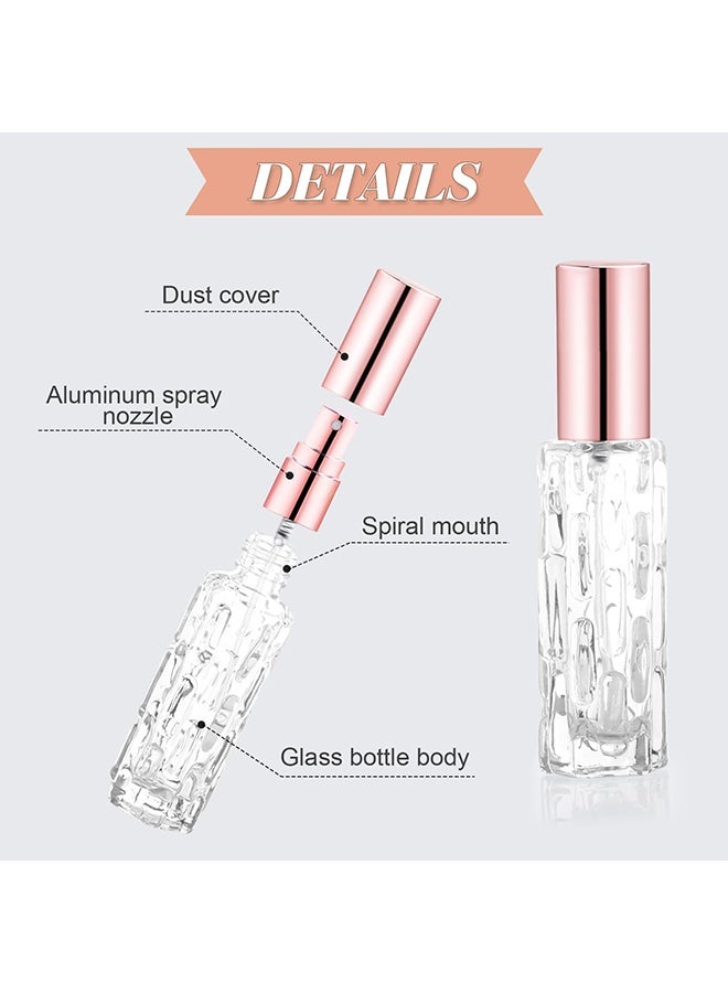 6PCS 10ml/0.3oz Clear Glass Perfume Atomizer Refillable Fine Mist Spray Bottles Makeup Sprayer Tubes Cologne Sample Containers with Rose Gold Spray Head - Image 3