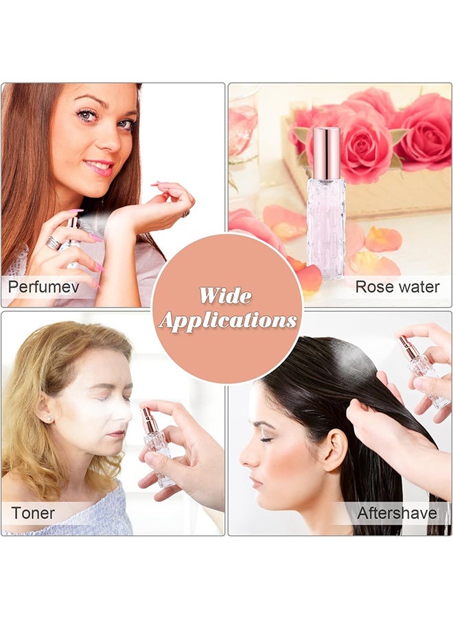 6PCS 10ml/0.3oz Clear Glass Perfume Atomizer Refillable Fine Mist Spray Bottles Makeup Sprayer Tubes Cologne Sample Containers with Rose Gold Spray Head - Image 4