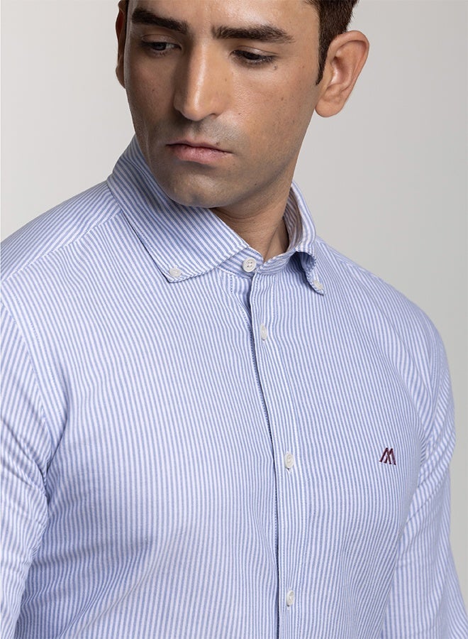 Mannerism The Nautical Stripe Blue Oxford Shirt with Bold Nautical Lines - Image 2