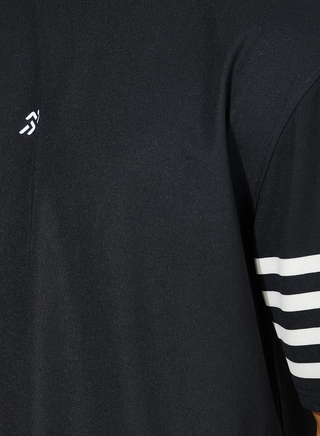 Styli Oversized Stretch Pique Knit T-Shirt and Striped Shorts Set - Image 3