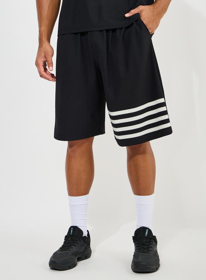 Styli Oversized Stretch Pique Knit T-Shirt and Striped Shorts Set - Image 5