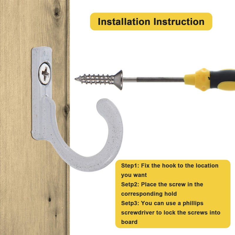 Zhehao 100 Pieces Key Hooks Jewelry Small Hook Key Hanging Small Wall Mounted Single Hook Robe Clasp Coat Hooks and 110 Pcs Screws for Hanging Hat, Scarf, Bag(White,100 Pieces) - Image 3