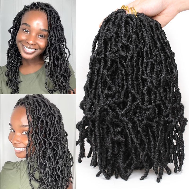 Leeven 12 Inch 108 Strands Short Soft Locs Crochet Braids Hair For Distressed Butterfly Locs Black Curly Faux Locs Crochet Braiding Hair For Women 6 packs/lot 1B# - Image 1