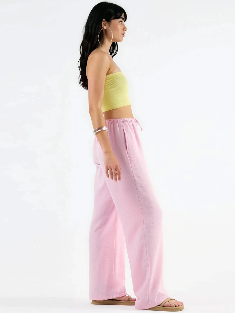 Busem BUSEM Textured Woven Straight Leg Pants with Drawstring Waist