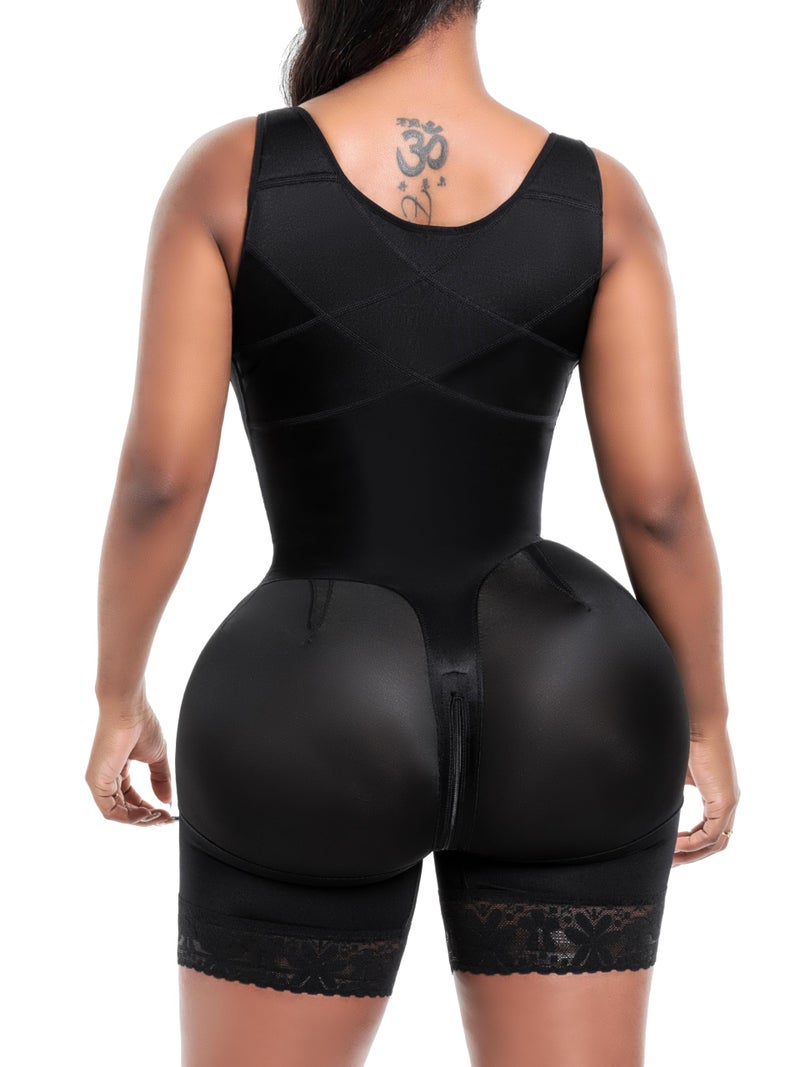 Snatched Body Post Surgery Tummy Control Shapewear Bodysuit | Stage 2 Faja Short Leg | Fajas Colombianas for Post-Op BBL Black 2XL - Image 1