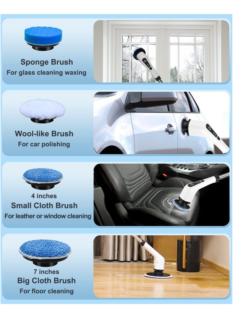 Electric Spin Scrubber, Cordless Bathroom Tub Scrubber with Long Handle & 7 Replaceable Cleaning Heads, Extension as Short Handle, Portable Power Shower Brush Household Cleaning Tools for Floors  - Image 5