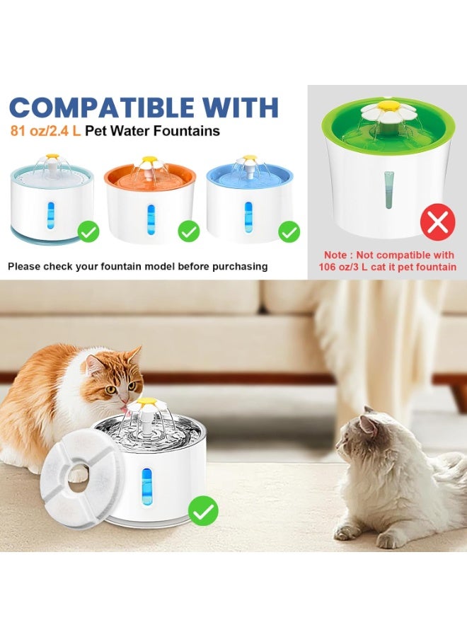 12 Pack Cat Water Fountain Filter, 8 Pcs Cat Fountain Filters Replacement Dia is 5" & 4 Pcs Pre-Filter Sponges for 81oz / 2.4L Round Automatic Pet Water Fountain Dog Dispenser, 3-Filtration System - Image 2