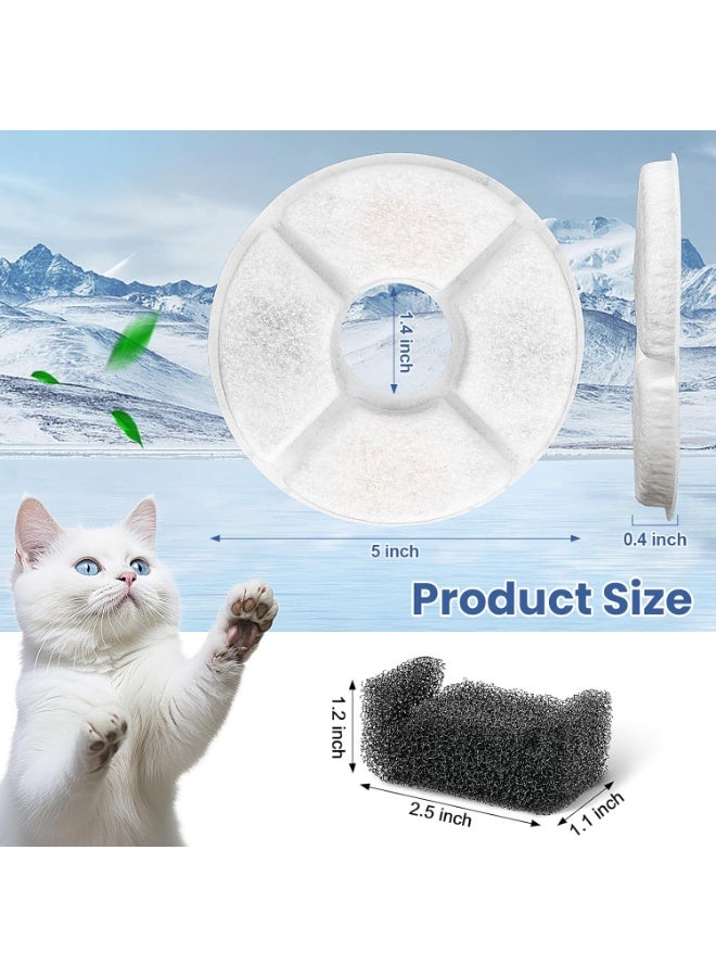 12 Pack Cat Water Fountain Filter, 8 Pcs Cat Fountain Filters Replacement Dia is 5" & 4 Pcs Pre-Filter Sponges for 81oz / 2.4L Round Automatic Pet Water Fountain Dog Dispenser, 3-Filtration System - Image 3
