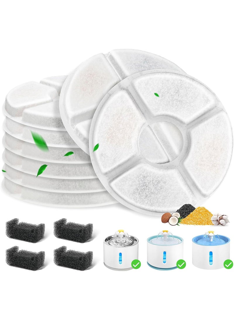 12 Pack Cat Water Fountain Filter, 8 Pcs Cat Fountain Filters Replacement Dia is 5" & 4 Pcs Pre-Filter Sponges for 81oz / 2.4L Round Automatic Pet Water Fountain Dog Dispenser, 3-Filtration System - Image 1