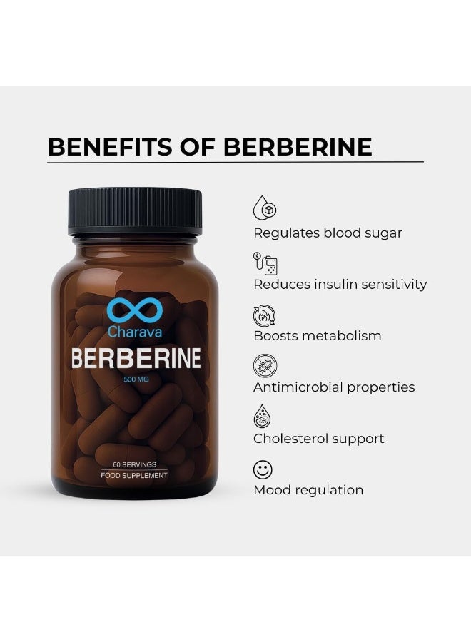 شارافا كبسولات شارافا بيربرين هيدروكلوريد ٥٠٠ مجم - دعم قوي لسكر الدم والتمثيل الغذائي - ٦٠ كبسولة - صنع في المملكة المتحدة - Image 2