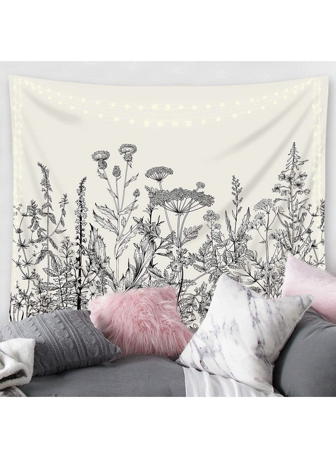 Riyidecor Floral Tapestry Wall Hanging Home Decor 59Wx51H Inch Vintage Blossom Flower Living Room Decor For Men Women Modern Aesthetic Sketch Botanical Plant Herbs Nature For Bedroom Dorm - Image 4