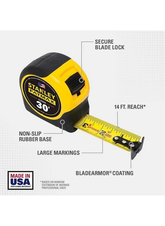 Stanley Fatmax Classic Compact Measuring Tape Yellow and Black 30 ft 33-730  - Image 4
