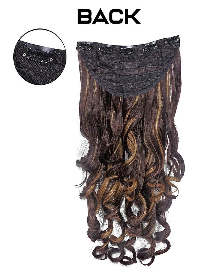 Glan Full Head Curly Wave Clips in on Synthetic Hair Extensions Hairpieces for Women and Girls Pack of 1 (5-Clips, 20-24 inches) (Expensive Curly Light Highlighting) - Image 1