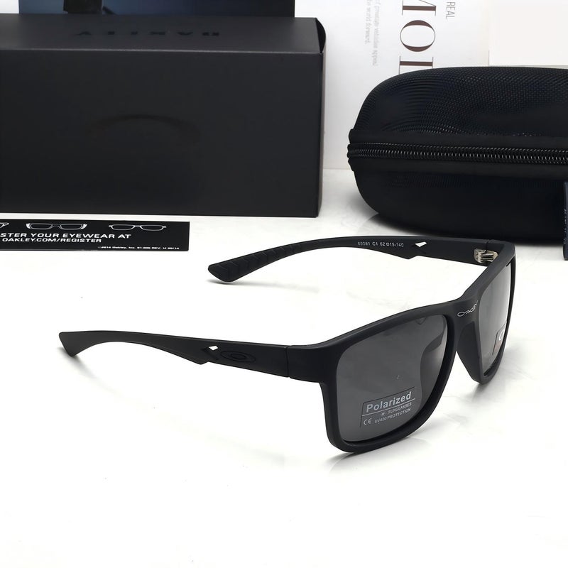 Oakley Matte Black Square Polarized Sunglasses,UV400,Non-Slip Rubber Temples,Driving Outdoor sport Shades for Men - Image 2