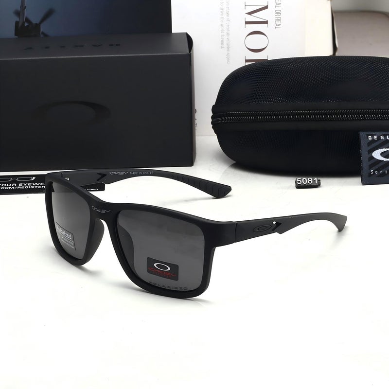 Oakley Matte Black Square Polarized Sunglasses,UV400,Non-Slip Rubber Temples,Driving Outdoor sport Shades for Men - Image 1