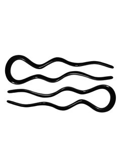 Parcelona Parcelona French Black 5 Inch Extra Large Wavy Crink U Shaped Hair Pin 2 Pcs 