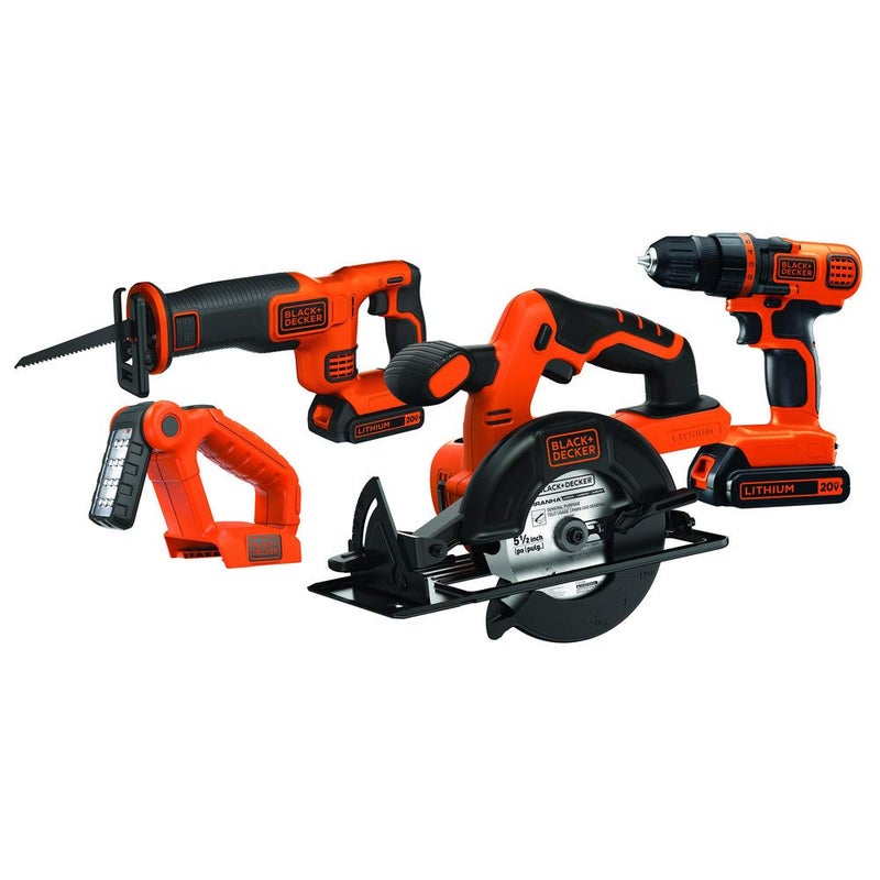 BLACK+DECKER مجموعة أدوات الطاقة BLACK+DECKER 20V MAX، مجموعة أدوات كهربائية لاسلكية مكونة من 4 أدوات مع بطاريتين وشاحن (BD4KITCDCRL) - Image 1