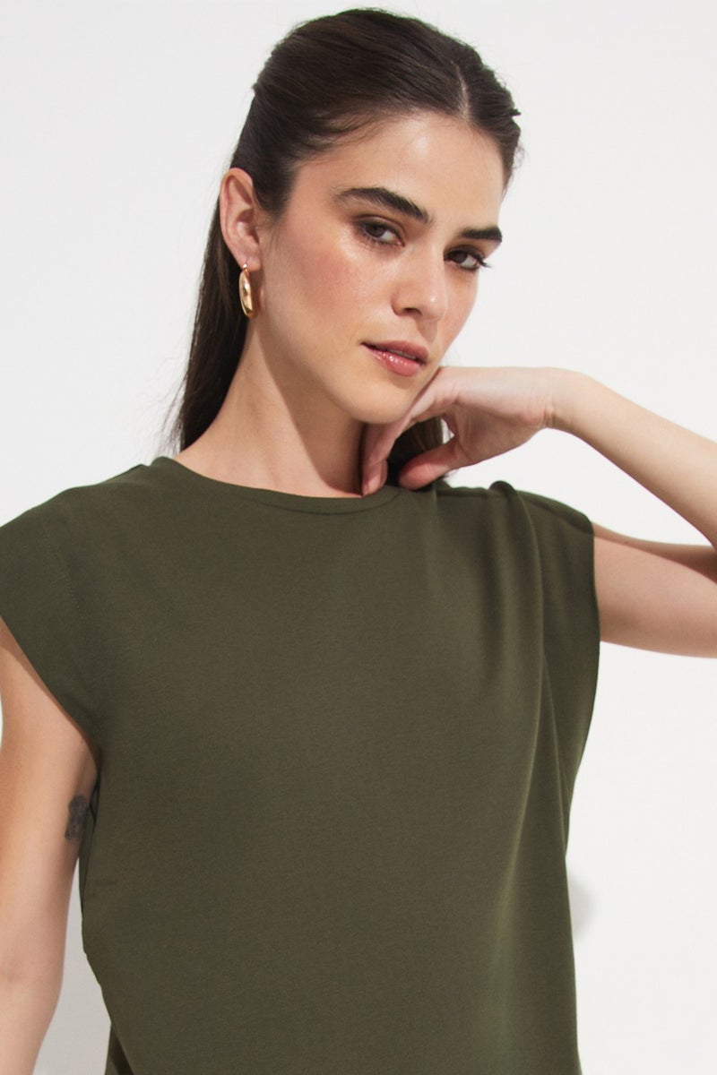 JUNE Basic Cotton Crew Neck Sleeveless T-Shirt  - Image 2
