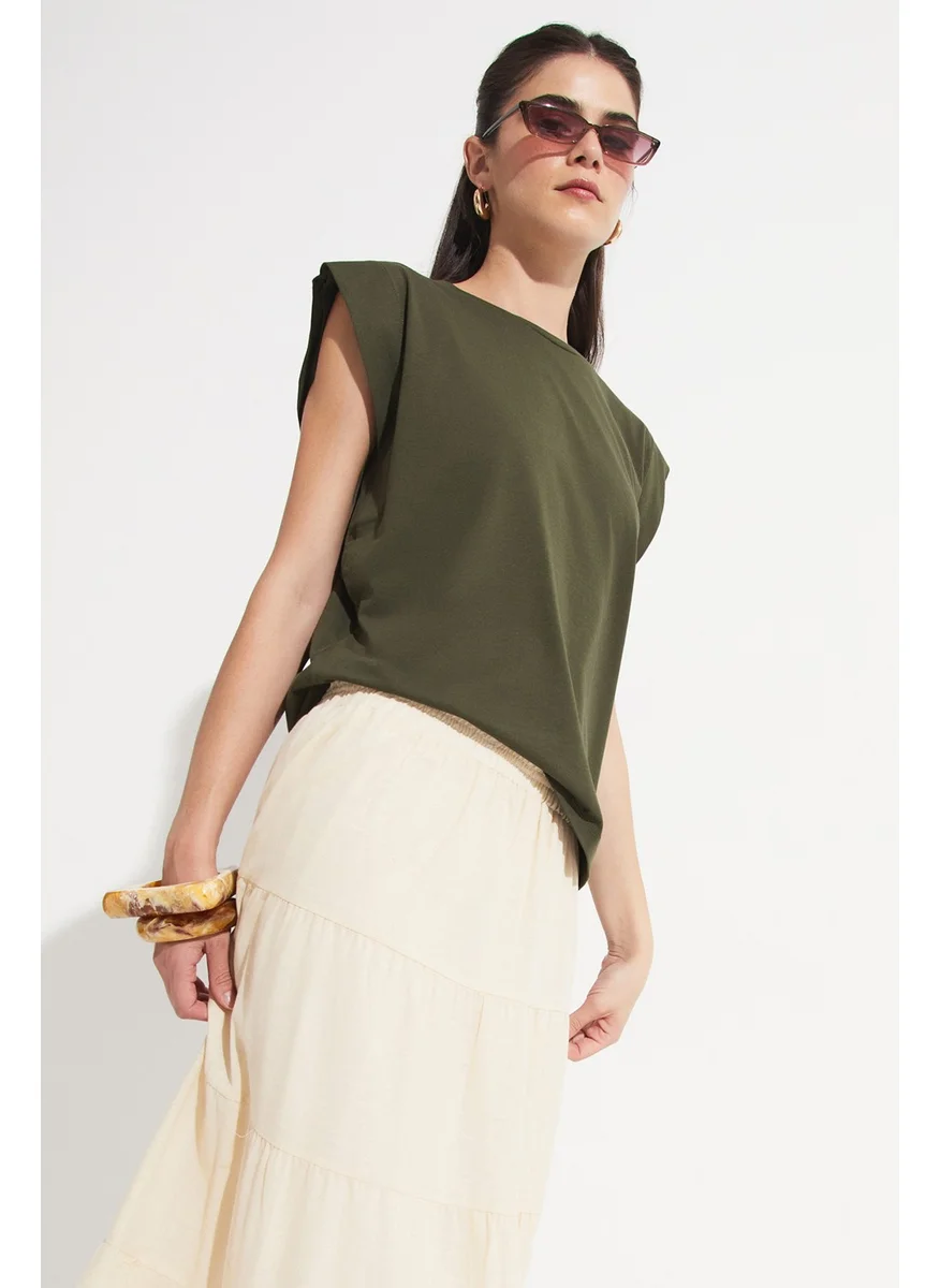 JUNE Basic Cotton Crew Neck Sleeveless T-Shirt