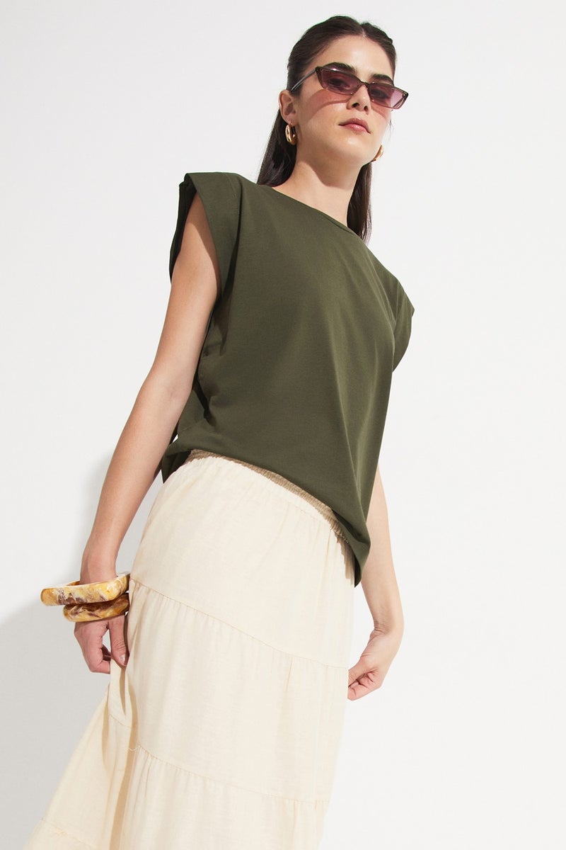 JUNE Basic Cotton Crew Neck Sleeveless T-Shirt  - Image 4