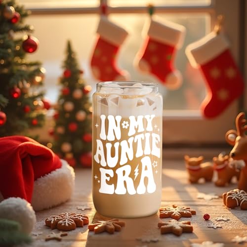 Fairy's Gift Aunt Era Cup Tumbler, Cute 16 oz Iced Coffee Glass Cup w/Lid Straw, Aunt Gifts Ideas, Christmas, Birthday Presents for Best Auntie, New Aunty, Cool Auntie Gifts from Niece Nephew - Image 3