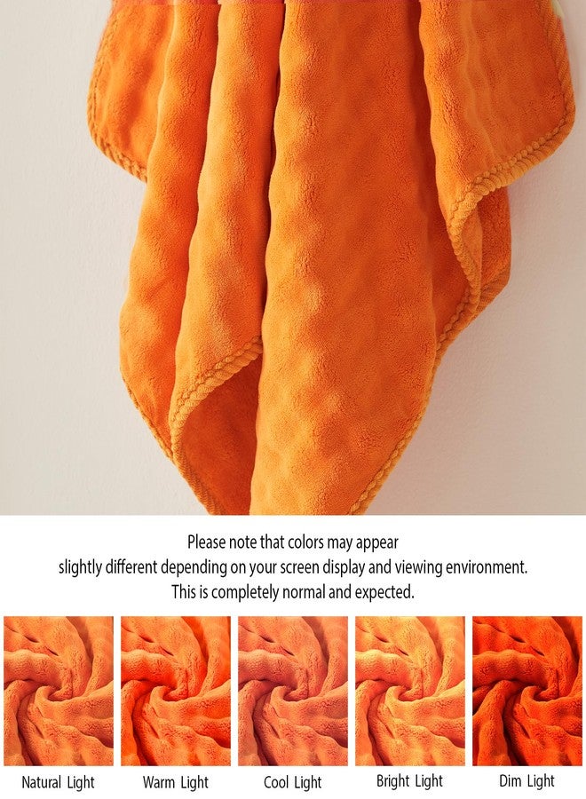 COZYART مجموعة مناشف COZYART خالية من الوبر 8 قطع برتقالي، 500GSM، فائقة النعومة، ماصة وسريعة الجفاف، مجموعة ميكروفايبر 3D فقاعات للاستخدام اليومي في الحمام مع 2 منشفة استحمام، 2 منشفة شعر، 2 منشفة يد، 2 قطعة قماش للغسيل - Image 4