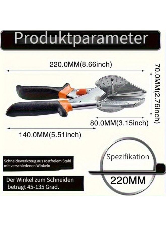مقصات سنفرة متعددة الزوايا قاطعة قابلة للتعديل 45-135 درجة للخشب اللين والبلاستيك والبولي فينيل كلوريد أسود - Image 3