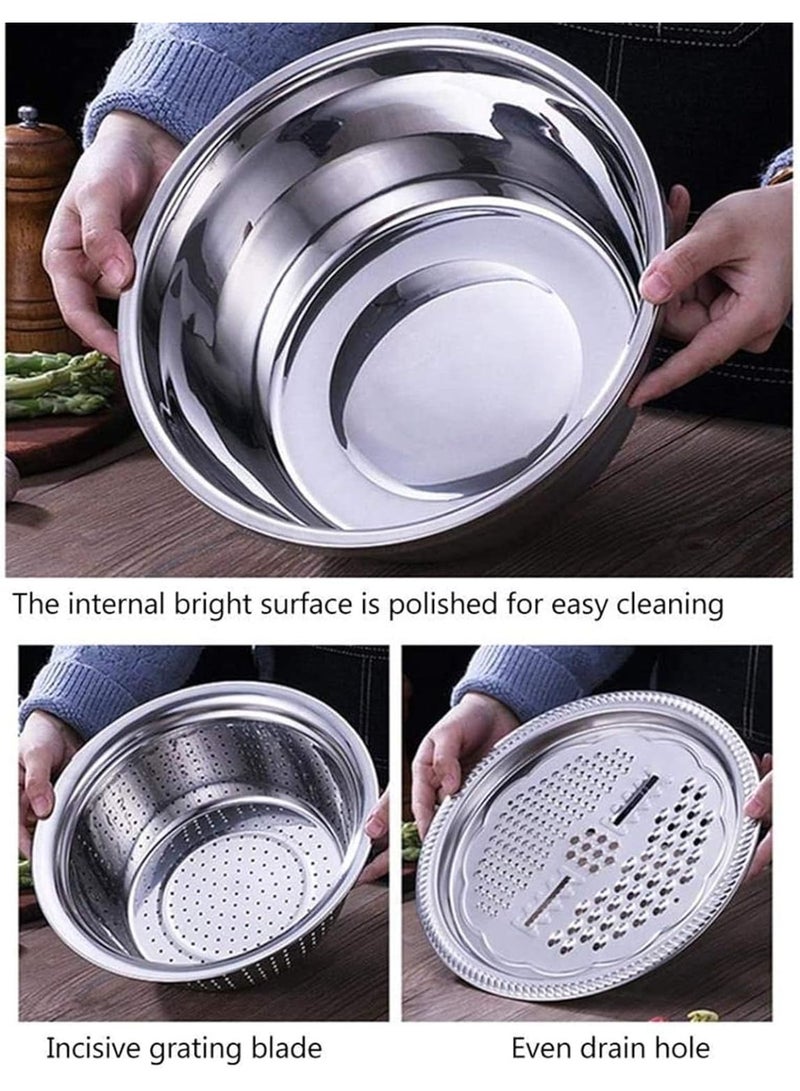 BLOOMING TIME 3 in 1 Stainless Steel Drain Basket Vegetable Cutter with Grater and Basin - Image 3