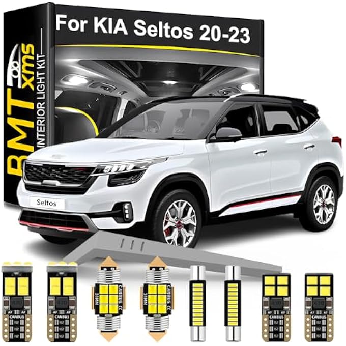 BMT xms طقم إضاءة داخلية LED بديل لسيارة كيا سيلتوس 2020-2023، 11 قطعة، لمبات بيضاء باردة 6000 كلفن - Image 1