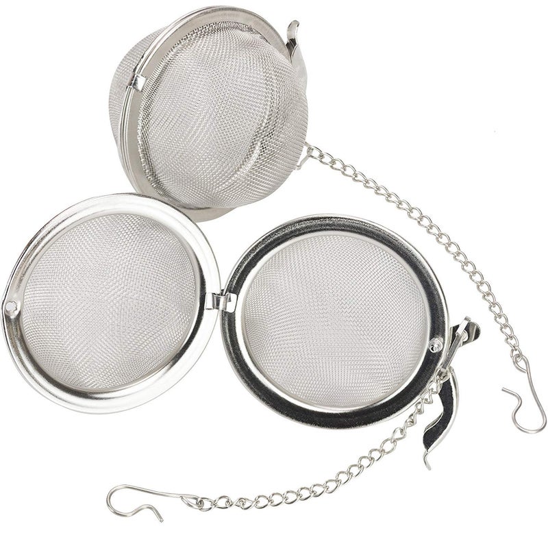 Premium Stainless Steel Tea Ball Infuser 2 Pack By Avant Grub 2 Strainer Filters for Loose Leaf Teas Ideal for Making the Perfect Cup or Pot No Bags Required Hook and Chain for Easy Removal