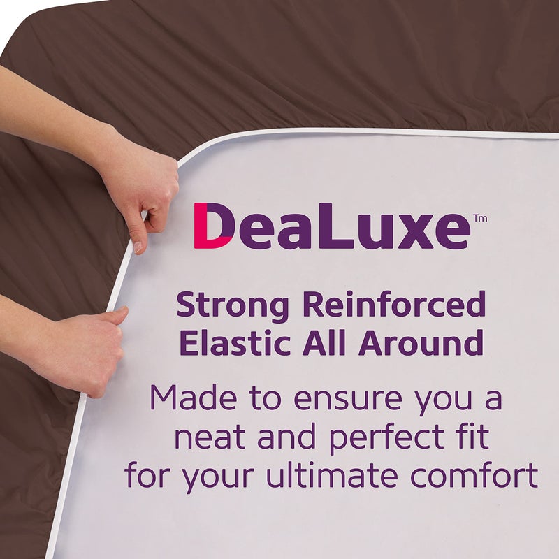 DeaLuxe Kids Twin Fitted Sheet Only - Real 16  Twin Deep Pocket Fitted Sheet Fit Perfectly 14 -18  Deep Mattress & Toppers - Lovely Twin Fitted Sheets - 1 Piece Fitted Bed Sheets - Fitted Sheet Twin Brown - Image 4