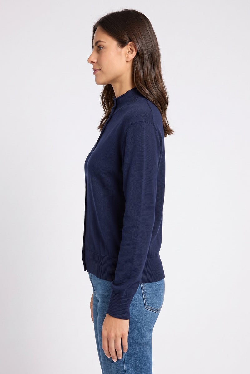 Threadbare Women Funnel Neck Textured Sweater, Navy - Image 3