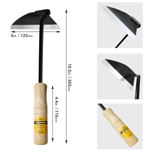 Hanpex Japanese Wide Blade Gardening Tools I Premium Quality Hand Hoes/Weeding Sickle Have Very Sharp Edge for Quick Work - Image 2