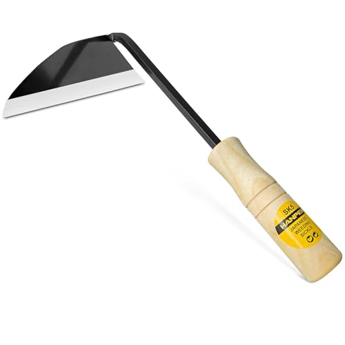 Hanpex Japanese Wide Blade Gardening Tools I Premium Quality Hand Hoes/Weeding Sickle Have Very Sharp Edge for Quick Work - Image 1