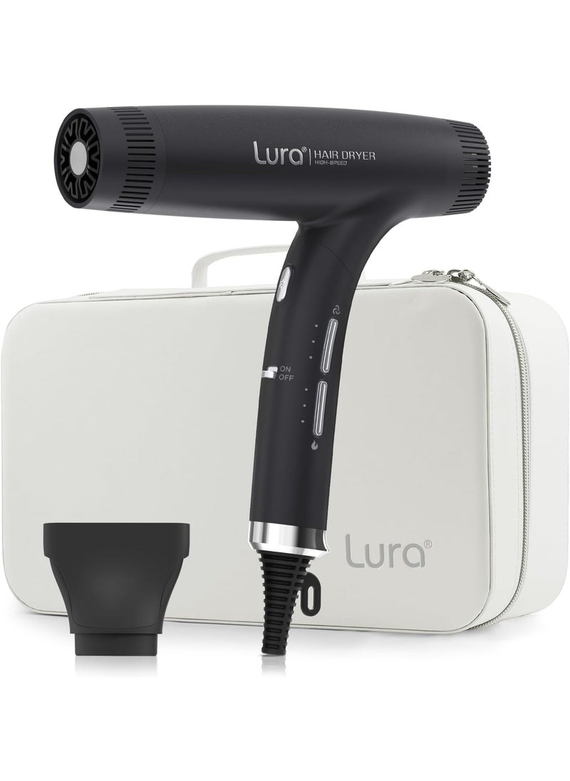 LURA High Speed Ionic Hair Dryer:Portable Hair Blow Dryer for Women,1500w Professional Hair Dryers for Salon,Compact Mini Blowdryer with Travel Case for Travel,Quiet Lightweight Hairdryers for Kids and RA 